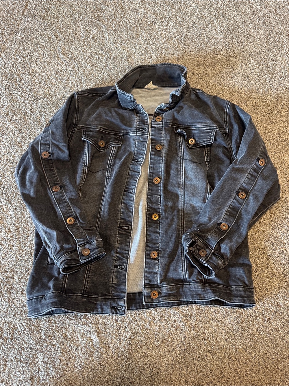 Women's Charcoal Button-Front Denim Jacket